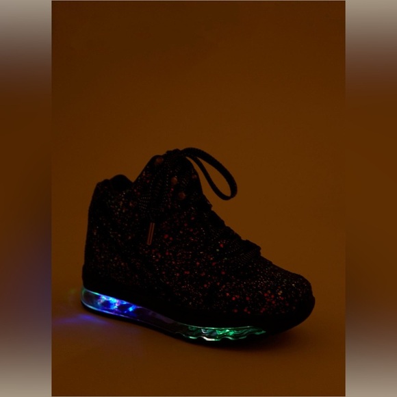 YRU Qozmo Black Glitter Light Up High Top Sneakers size 7 - Picture 1 of 11
